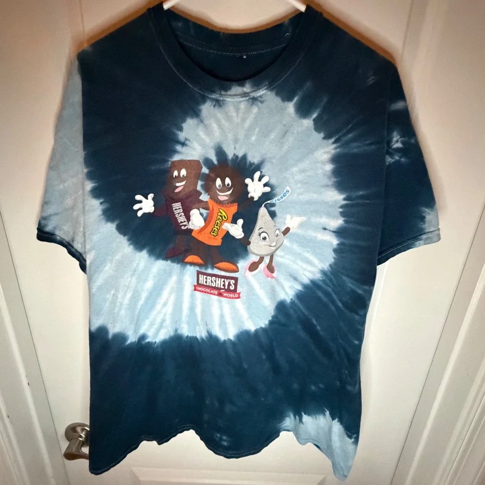 Vintage Y2K Hershey's Chocolate World Tie Dye Reese's Kisses‎ Mascots Sz Mens XL